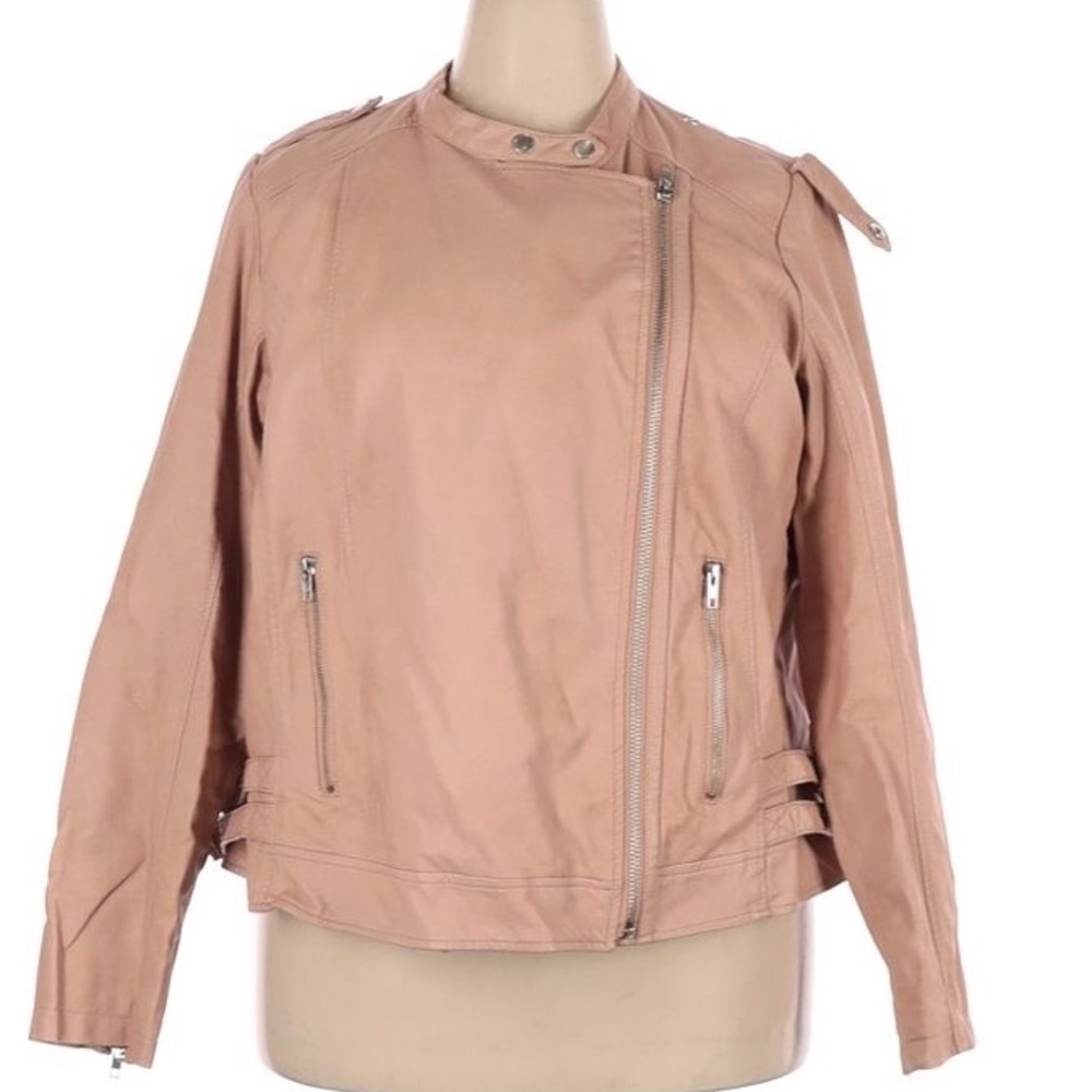 Lane Bryant Blush Dusty Rose Faux Vegan Leather Moto Jacket Size 14/16 Plus Size